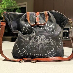 CAMPOMAGGI Shopping Tote Camouflage Waxed Canvas Italy GC